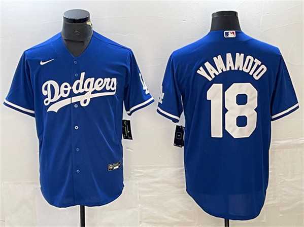 Men%27s Los Angeles Dodgers #18 Yoshinobu Yamamoto Blue Cool Base Stitched Jersey->los angeles dodgers->MLB Jersey